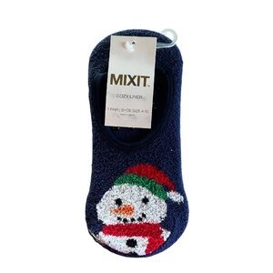 New - Mixit Cozy Snowman Non-Slip Socks in Blue